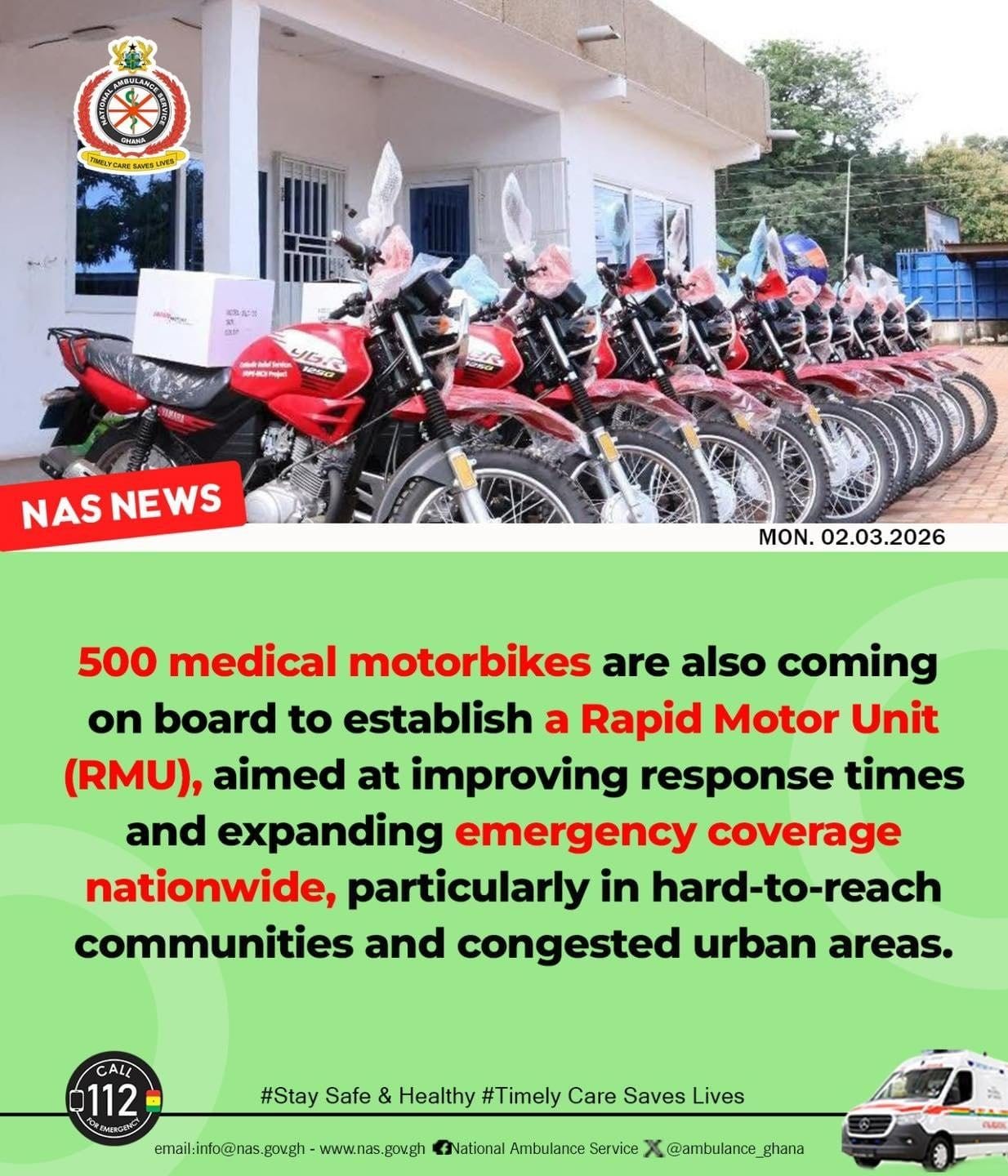 #RapidMotorUnit #TimelyCareSavesLives #NationalAmbulanceGh