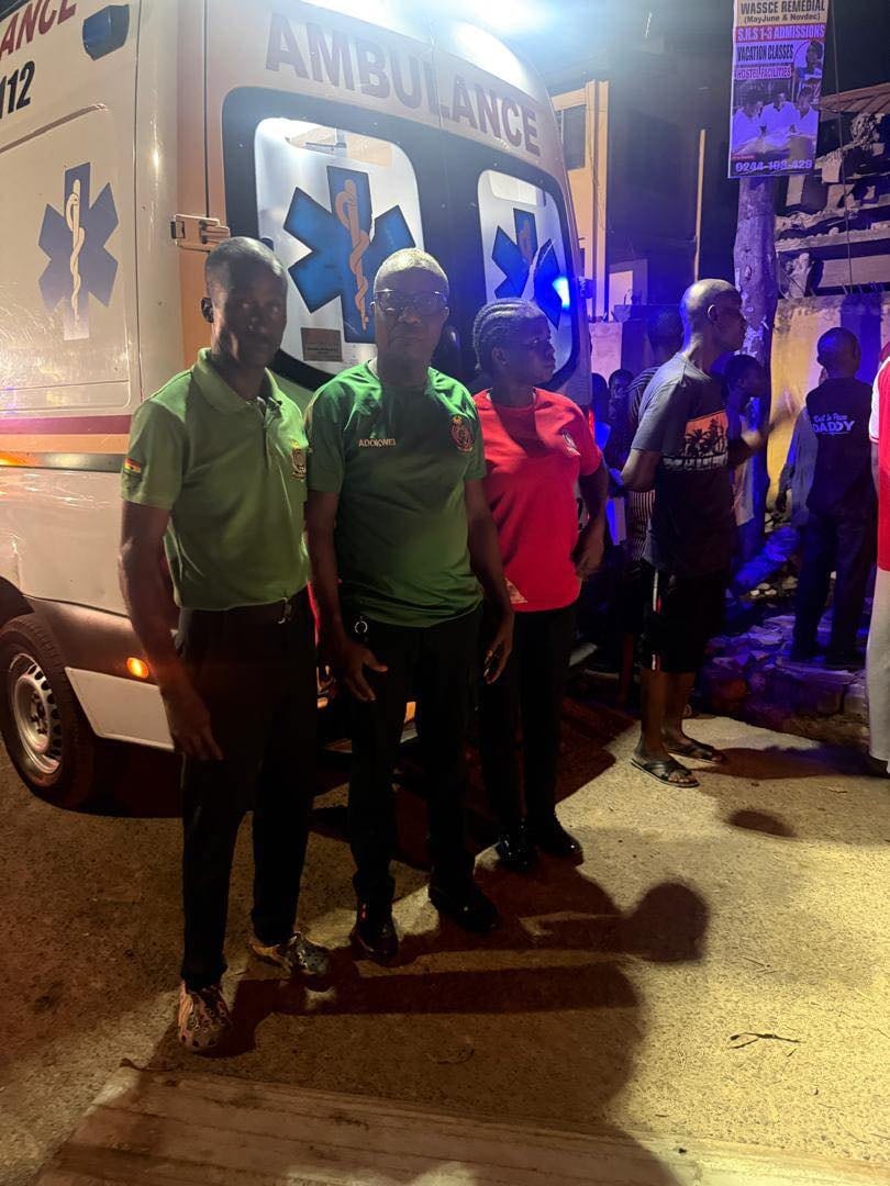 🚑SWIFT AND COORDINATED RESPONSE BY NATIONAL AMBULANCE SERVICE IN ACCRA NEWTOWN BUILDING COLLAPSE 🚨
