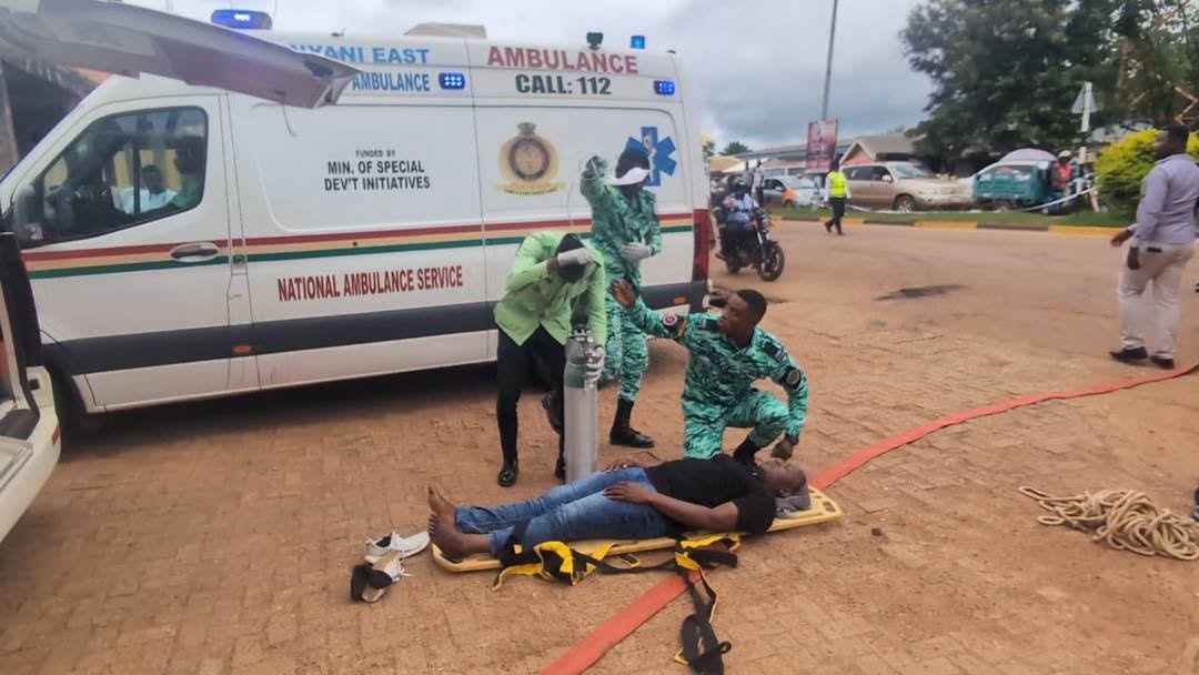 Bono Region NAS Joins Police, Fire Service and Bank of Ghana In Joint Emergency Response Simulation Exercise